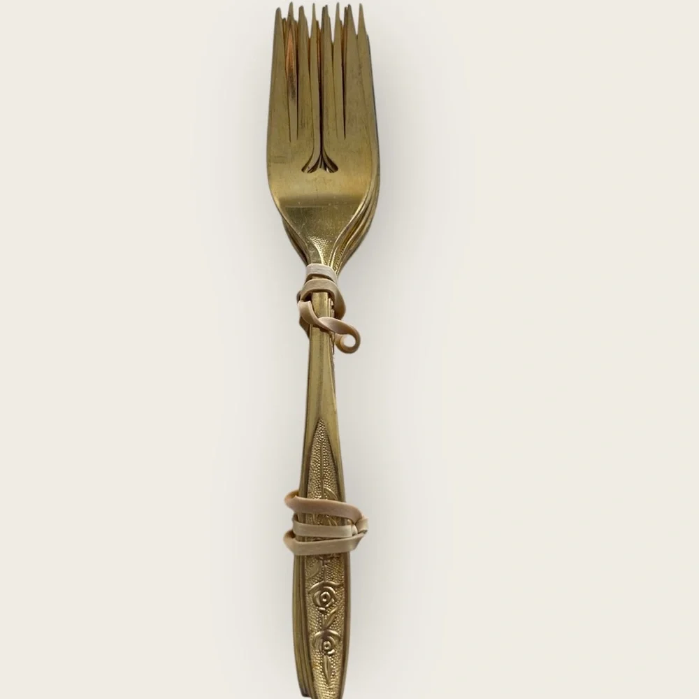 VTG Lifetime Gold Cutlery Set Kings Inn Pattern Roses 50 Pieces Stainless Steel